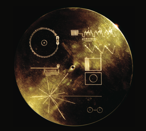 the golden record cover which explains how to decode the record's contents
