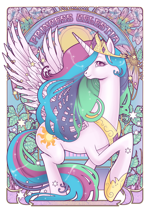 hezaakun:  A break from the Loki madness, my latest My Little Pony Nouveau: Princess Celestia! Buy the shirt here! 