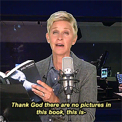  Ellen reads 50 Shades of Grey (x). 