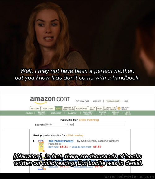 Lucille: Well, I may not have been a perfect mother, but you know kids don’t come with a handbook.
[ Narrator ] In fact, there are thousands of books written on child rearing. But Lucille was in denial.
Out on a Limb - 2x11