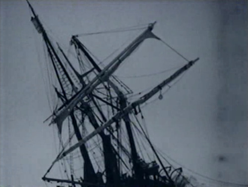 The masts of the ship Endurance, 1915 (I think?).  They started collapsing after she was stuck 