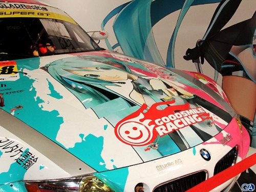 Miku Hatsune in BMW Japanese racing team car.