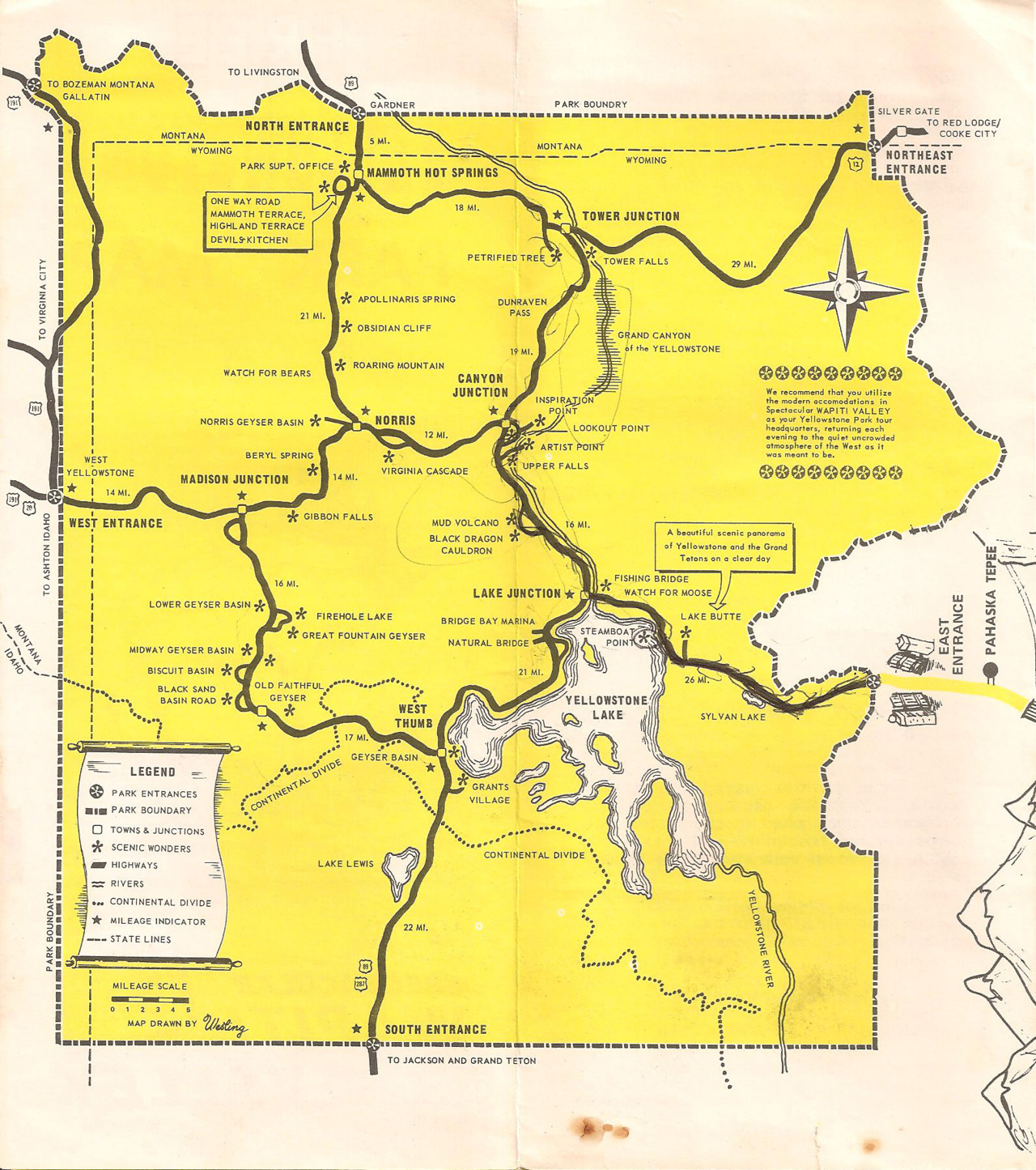 Yellowstone Park Map from around 1974