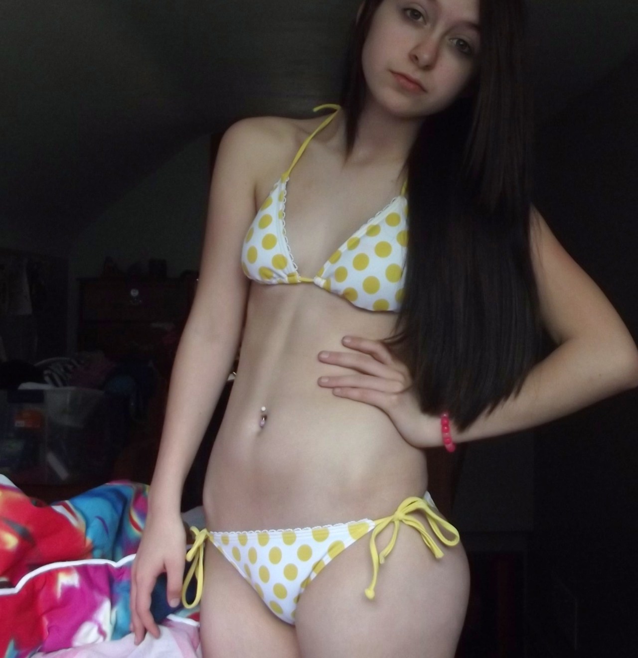 sens4tion:  My itsy bitsy teeny weeny yellow polka dot bikini c: