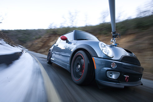 Mini Cooper S GP charging up a back road