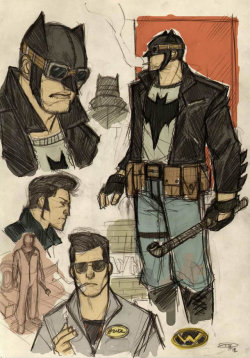 dcu:  17272dorsetave: This is a series of sketches from Italian artist Denis Medri of Batman characters reimagined as rockabilly ones from the 1950’s.  Some pretty nifty Batman re-designs from Denis Medri! 