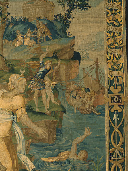 wasbella102:  The Drowning of Britomartis, 1547–59, tapestry Probably designed by Jean Cousin the Elder (French, ca. 1500–ca. 1560); possibly woven by Pierre II Blasse and Jacques Langlois (both French, active 1540–60)Wool and silk. iffranco: 