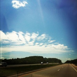 On the road. Awesome clouds. Beautiful weather. Hells yeah.  (Taken with instagram)