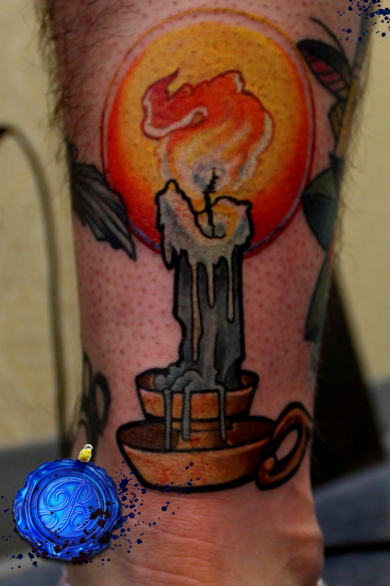 Blue Blood Custom Tattoos • Candlestick tattoo by James Deane