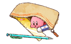 lcibos:All the supplies I need. Pencil, eraser… Kirby.