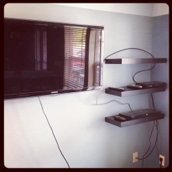 Put three of the four shelves up. Still need to fix the cords. (Taken with instagram)