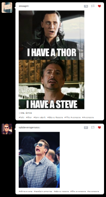 thestarkandstripes:  Okay, so, I apologize this isn’t fan art, but as I was scrolling through my ‘liked’ posts hunting down a Steve/Tony gif, I suddenly noticed the order in which I had added some pictures. Juxtaposition for the WIN? Indeed, I believe