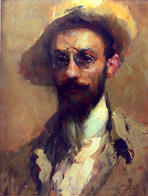 blastedheath:  Cesare Tallone (Italian, 1853-1919)  Ritratto d’uomo con capello e occhiali c. 1890. 