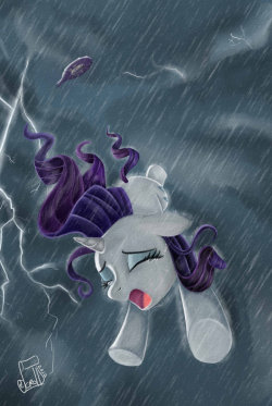 raritybestpony:  COMMISSION: Malevolis Tempestas by *CaineScroll  Rarity nooo! :o Beautiful art&hellip; omg, i&rsquo;m happy i found this blog. But apologies for the mallowspam&hellip;