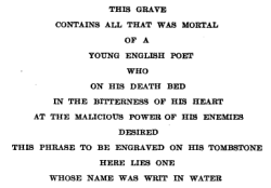 mirroir:The inscription on Keats’ tombstone.