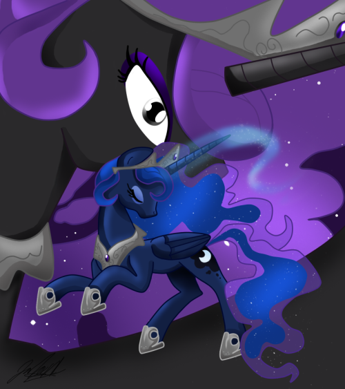 royalcanterlotvoice:  A Mirror Image Of Her Mother by ~Cryssy-miu “So this was just going to be an effortless colored thing…but….turned into one of my best works ever. Perhaps my best work ever at about seventeen hours.This is Luna’s design in