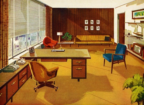 1957 Globe Wernicke Executive Techniplan Furniture ad detail