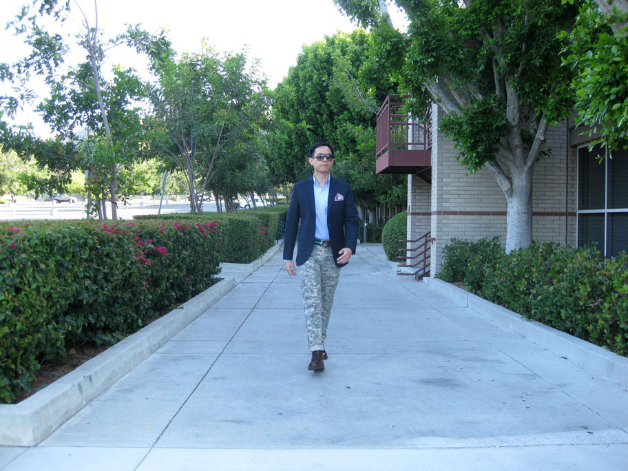 wisith:  Jacket: Thick as Thieves.  Chinos:  Epaulet.  Shirt:  MTM.  Sunglasses: 