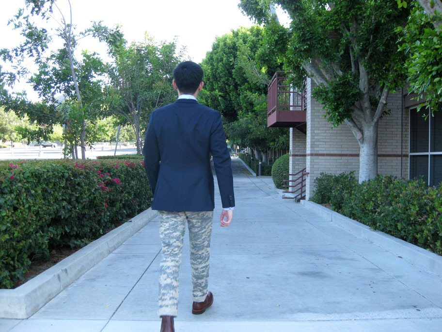 wisith:  Jacket: Thick as Thieves.  Chinos:  Epaulet.  Shirt:  MTM.  Sunglasses: 