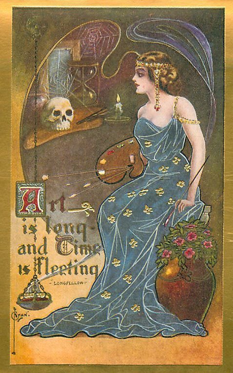 loveage-moondream:
“ Carte postale - Circa 1910
Art Is Long And Time Is Fleeting
Artiste C. Ryan
”