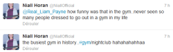  Niall making fun of Sydney Dalton and her friends, because she went to the gym dress like they will party. haha FAIL 
