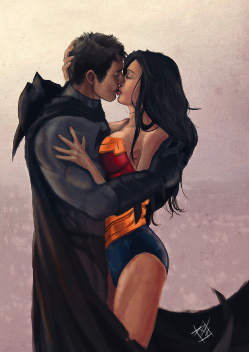 fuckyeahheroesandvillains:  Wonder Woman heart Batman by ~zearz  batman tá meio gayzão mais vale a foto