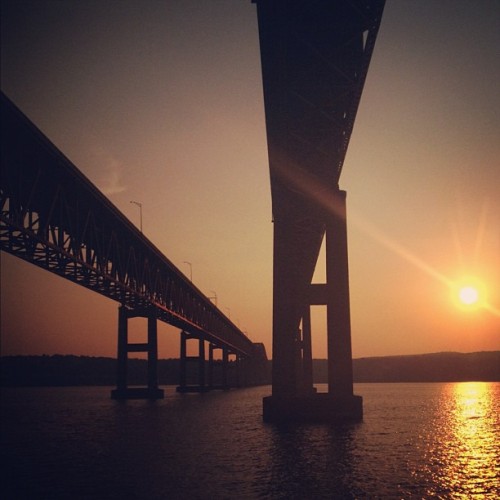 Sunset over the Hudson. (Taken with Instagram at Newburgh-Beacon Bridge)