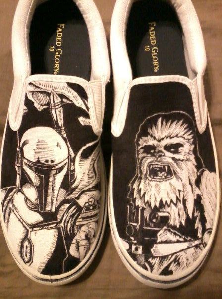 Boba Fett and Chewbacca slip-ons