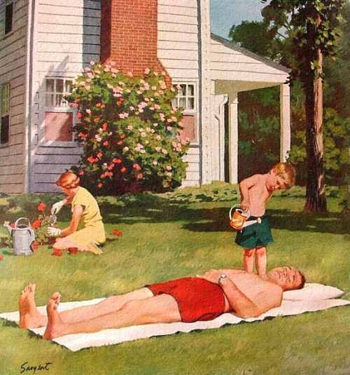 rogerwilkerson - Watering Dad, art by Dick Sargent.  Saturday...