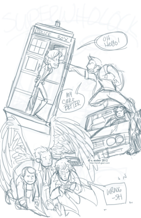 skwinky: This is what I drew tonight instead of a comic. I have no regrets. Superwholock print, comi