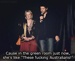 heysammy:  seventored:  Misha and his mom at AHBL3 [x]  Ladies and Gentlemen,this