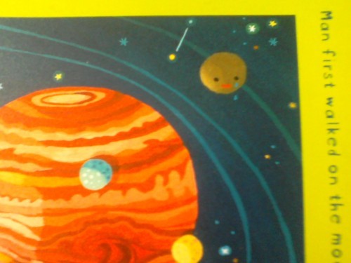 rubywhiterabbit:  My little brother got into outer space and stuff so my step-mom bought him a place mat with all the planets on it. When I first saw it, I was upset, because it was newer and so Pluto wasn’t labeled. I was about to say something when
