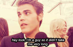 iwestallen:  Paul Wesley at the Glamour Awards (5/29/2012) when asked “how long does it take you to get ready?” 