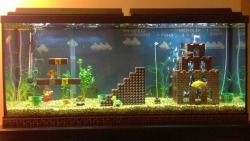 samaralex:  Super Mario Aquarium, created with custom painted Legos. 
