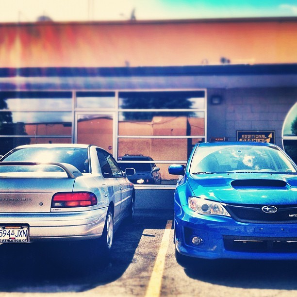 Buddies #cars #carspotting #subaru #impreza #wrx (Taken with Instagram at Hopworks Urban Brewery)