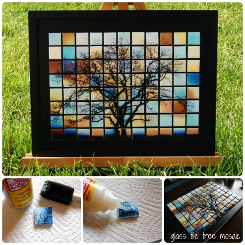 DIY Glass TileMosaic Tree Wall Art Tutorial. Finally a project I voted for over at One Artsy Mama (t