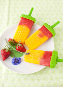 gastrogirl:  mango and strawberry popsicles. 