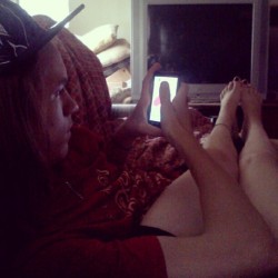 Laying across my baby :) looks like his legs though lol (Taken with instagram)