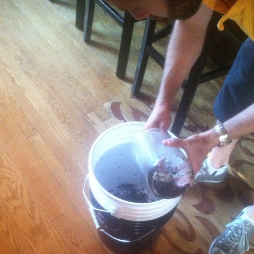 Matt, owner of Sweetwolf’s cafe, discards used coffee grounds that will be reused to grow delicious oyster mushrooms. (Taken with instagram)