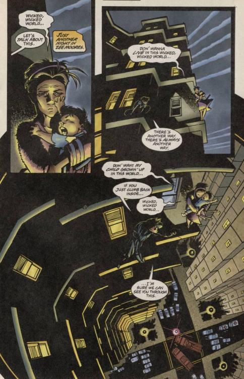 stoopidtallkid: amadrush: sidekick-clecle: monstersandliars: Nightwing #26 A mother throws her baby 