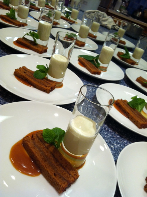 Mint Julep dessert for a Kentucky Derby themed dinner… Bourbon cake // melted mint ice cream….