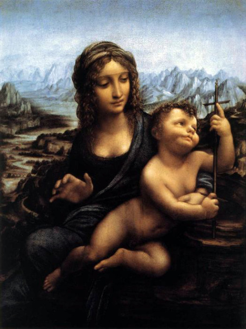 masterpiecedaily:  Leonardo da Vinci Madonna of the Yarnwinder 1501  l'impresa impossibile di dipingere sul volto di un neonato un senso di fatale devozione e di antiveggenza