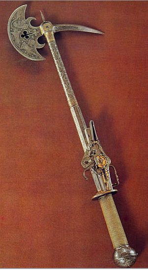 ghost-of-gold:Combination weapon: Axe and wheel-lock pistol