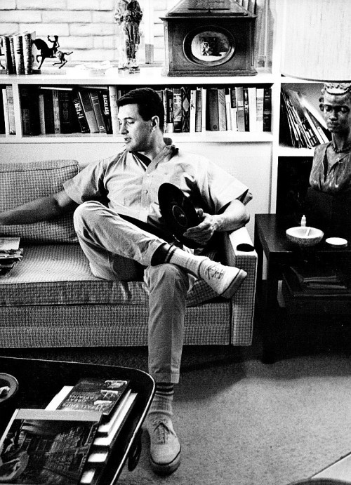 Rock Hudson At Home With His Record Collection, 1950s.