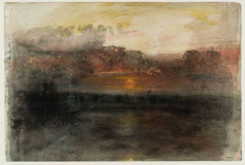 blastedheath: slickwhippet: Joseph Mallord William Turner, Sunset amid Dark Clouds over the Sea, fro