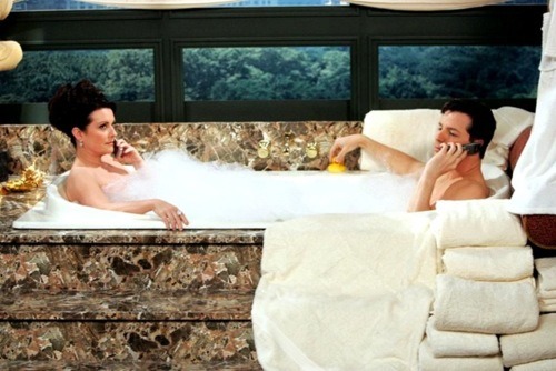 Sean Hayes (and Megan Mullaly) of Will & Grace, Igor and The Three Stooges. In a bathtub.