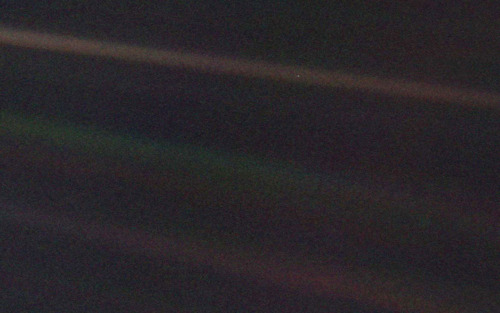 A pale blue dot. This is us. All of us. Just think about it.Look again at that dot. That’s h