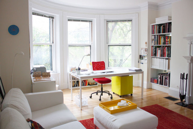 This is one room of Naseem Alizadeh’s of Boston, Massachusetts 600 square foot home. Sometimes you have to blend rooms in order to make the most of finite space.
“ “I feel inspired being in your living room slash office, and I can imagine sitting...