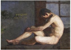 ville-rose:  PERLROTT, CSABA VILMOS Békéscsaba, 1880 - Budapest, 1955 Sitting Man Nude (1905) 