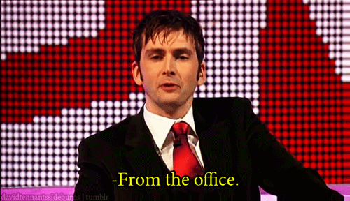 davidtennantssideburns:  On nicking Doctor Who Merchandise from the BBC offices.